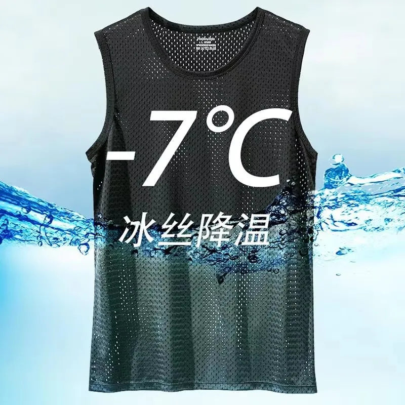 1 PC Men's Ice Silk Mesh Tank Tops Gym Stringer Transparent