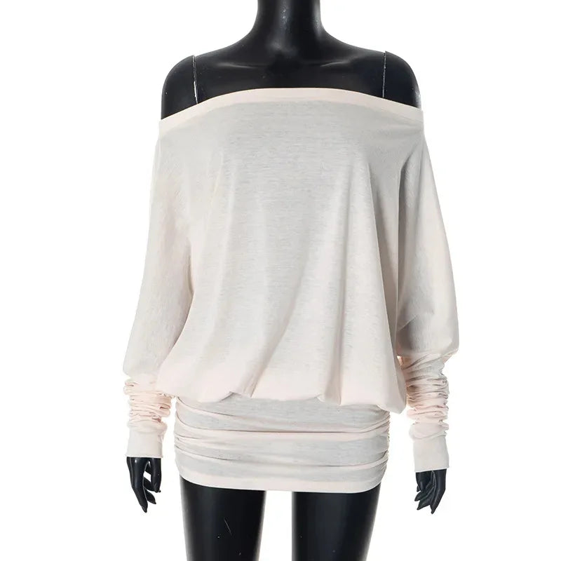 Newly designed niche shoulder long sleeved T-shirt daily high street
