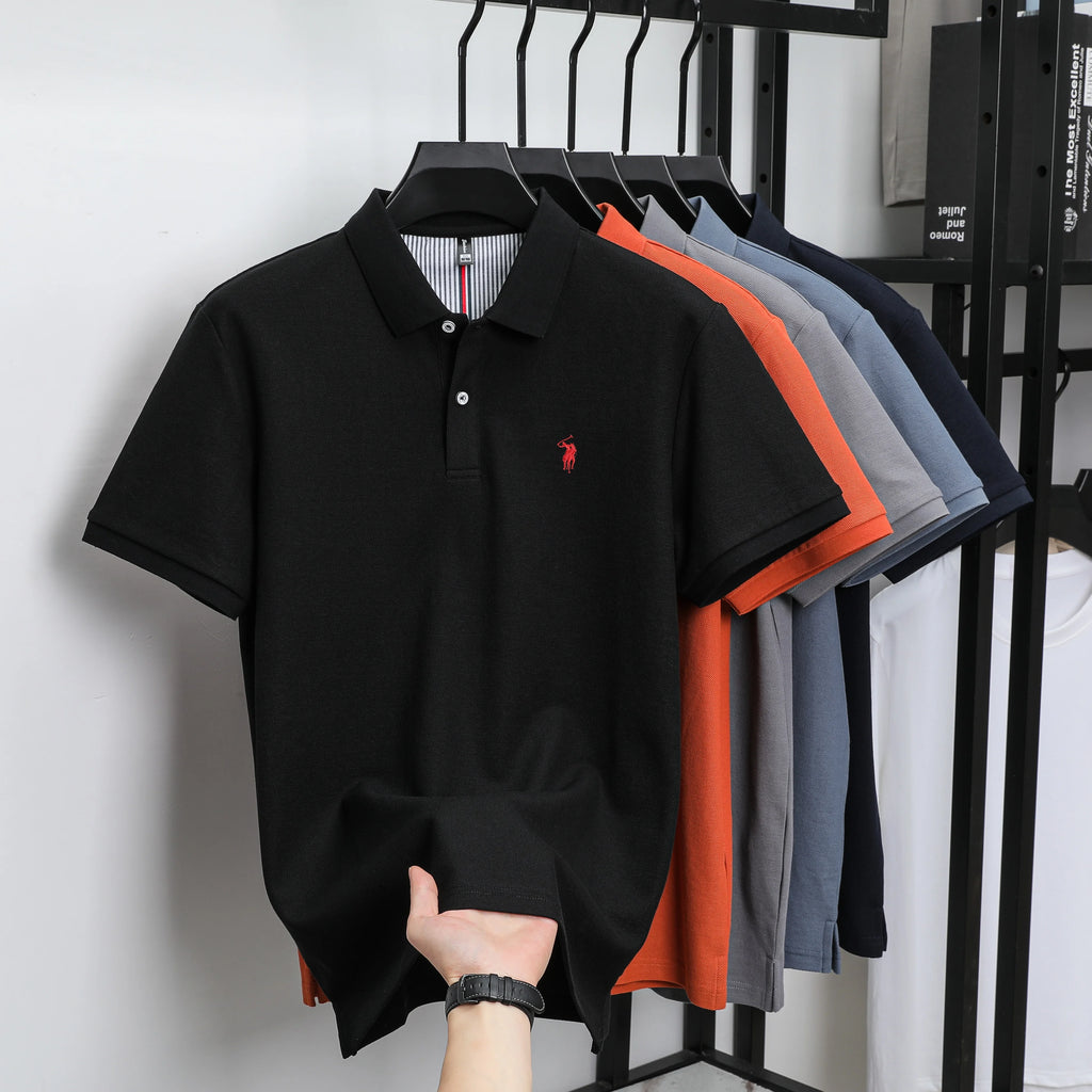100% pure cotton 2025 summer men's Polo T-shirt high-end designer