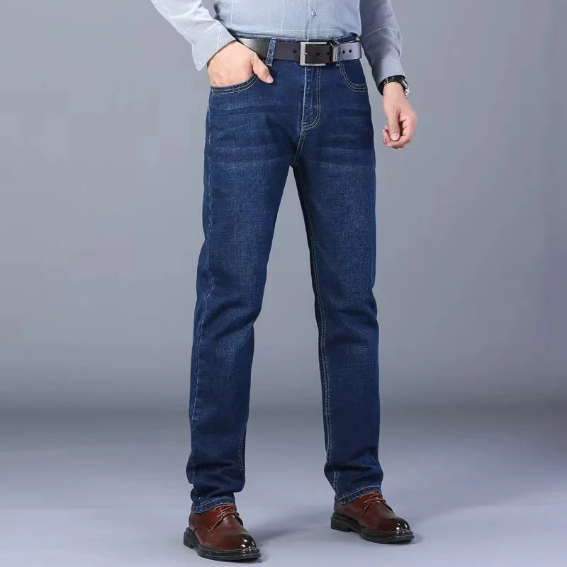 Men Fashion Straight Jeans Mens 2025 New Stretch Slim Fit Pants