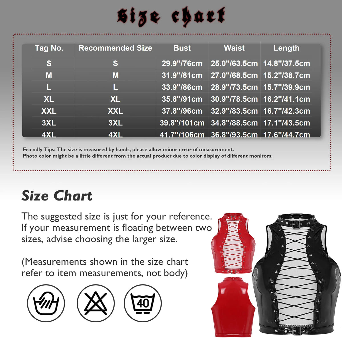 Women's Patent Leather Sleeveless Crop Tops Gothic Punk Corset Top