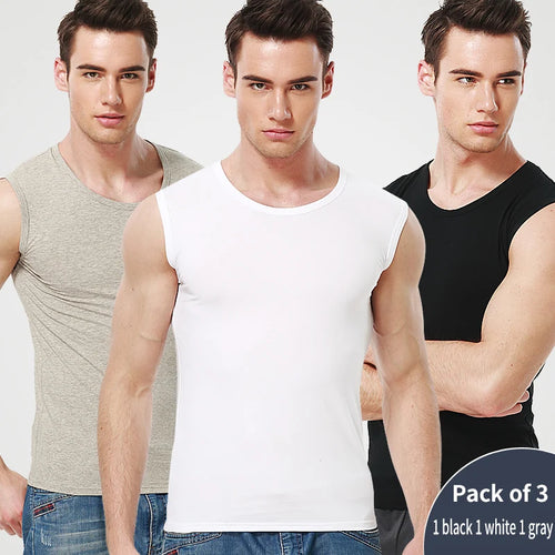 1/3 Piece Men's Wide-shouldered Cotton Vest Youth Sports Fitness