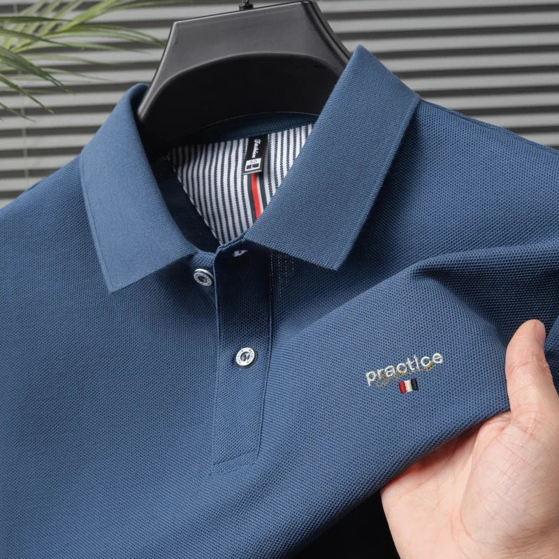 100% Pure Cotton Men's Classic Embroidered Polo Shirt Luxury
