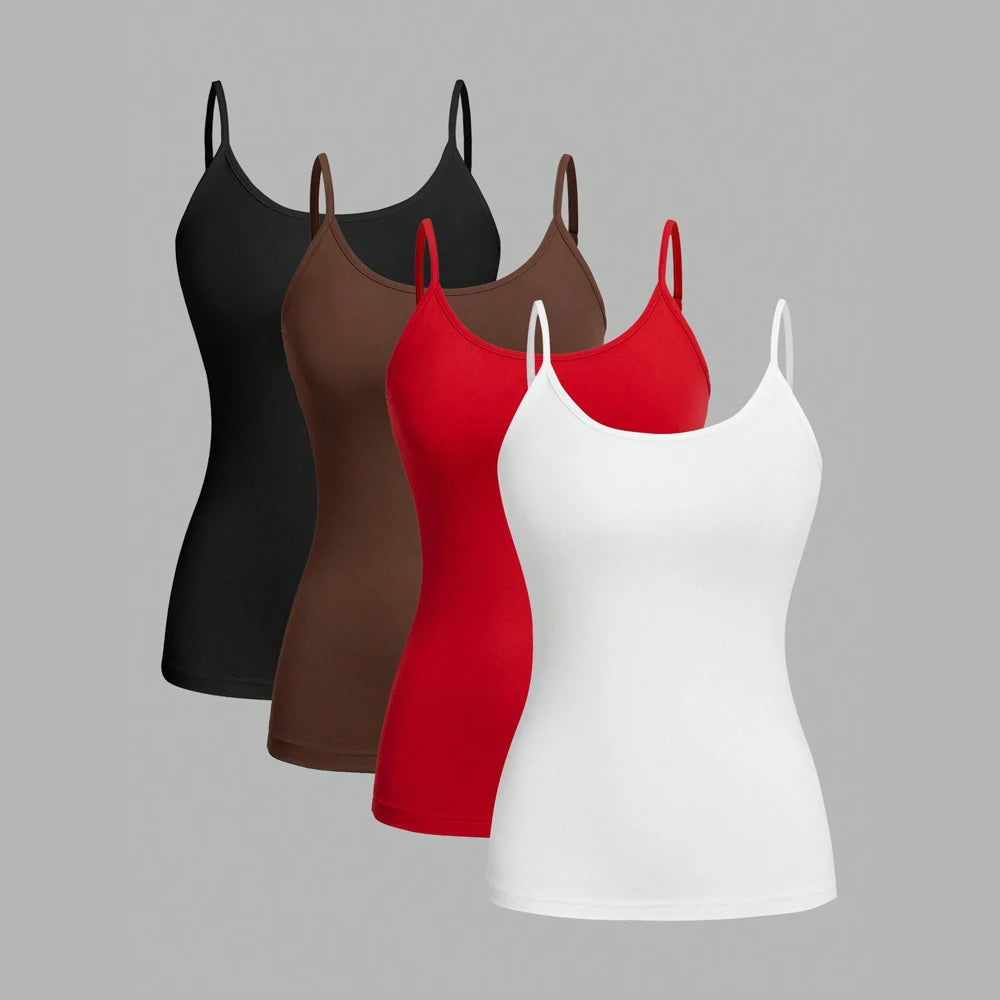 4 pcs Women Solid Color  Camisoles Vest Women Tank Tops Female Summer