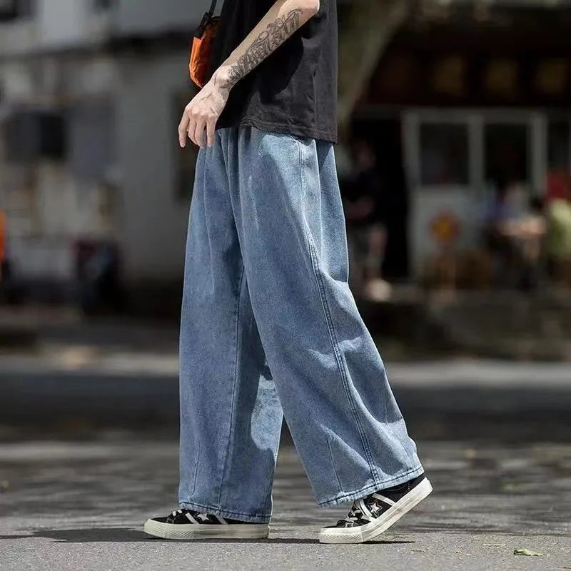 Men Jeans Wide Leg Denim Cargo jean pants Loose Straight Baggy Men's