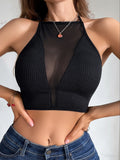 1pcs Sexy Mesh Camisole Crop Top Corset Ribbed Backless Underwear Hot