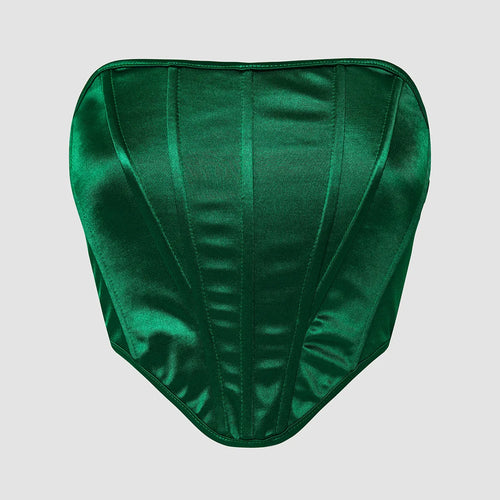 Satin Elastic Corset Women Sexy Off Shoulder Backless Corp Top