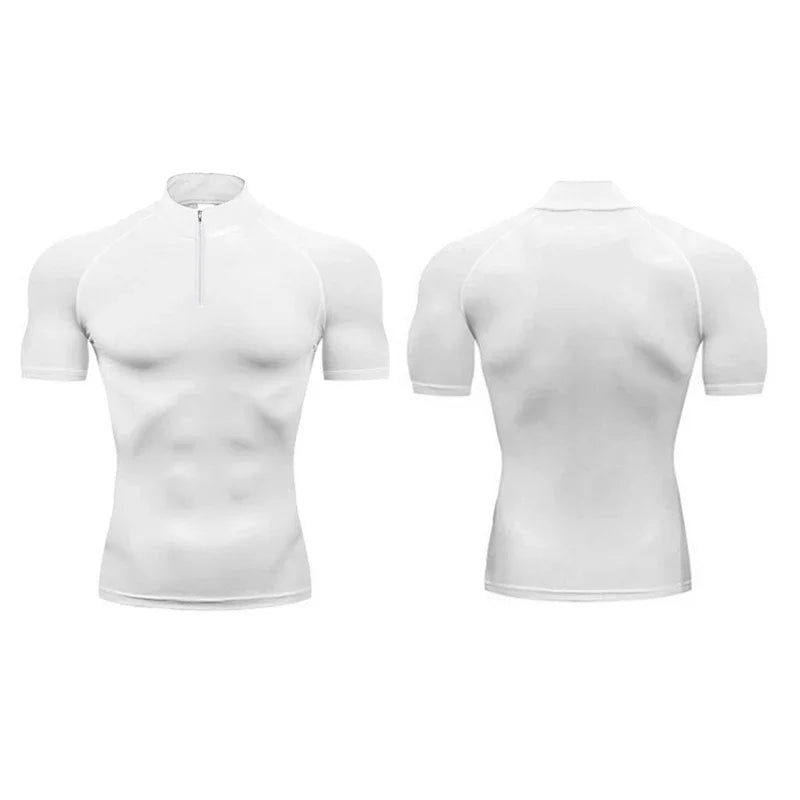 Compression Shirts Men Trainning Exercise Polo Summer Short Sleeve
