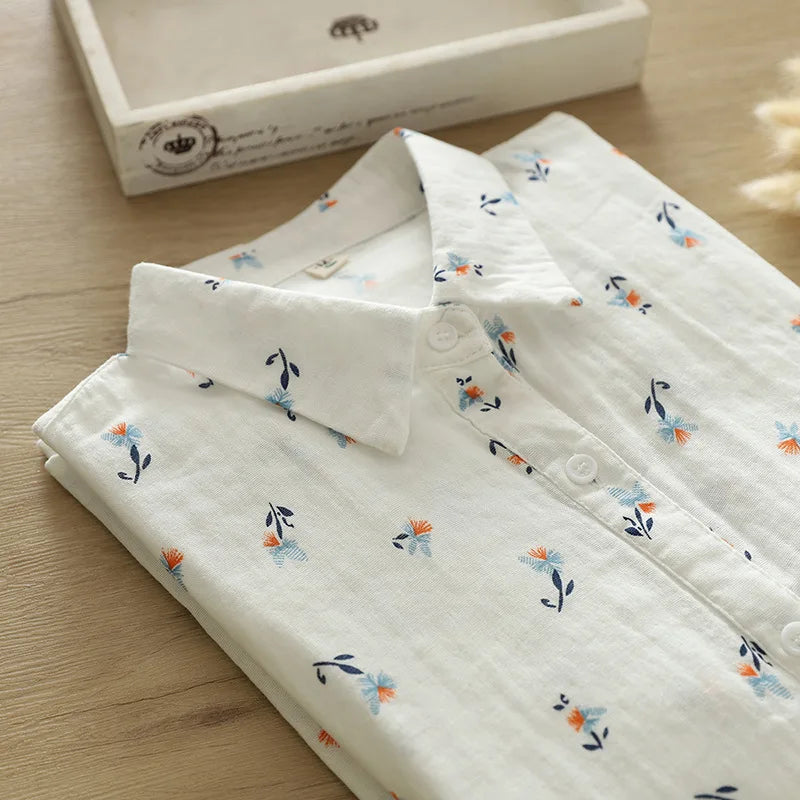 Exquisite Floral Printed Shirt Women 2026 New Sweet Fresh Style Ladies