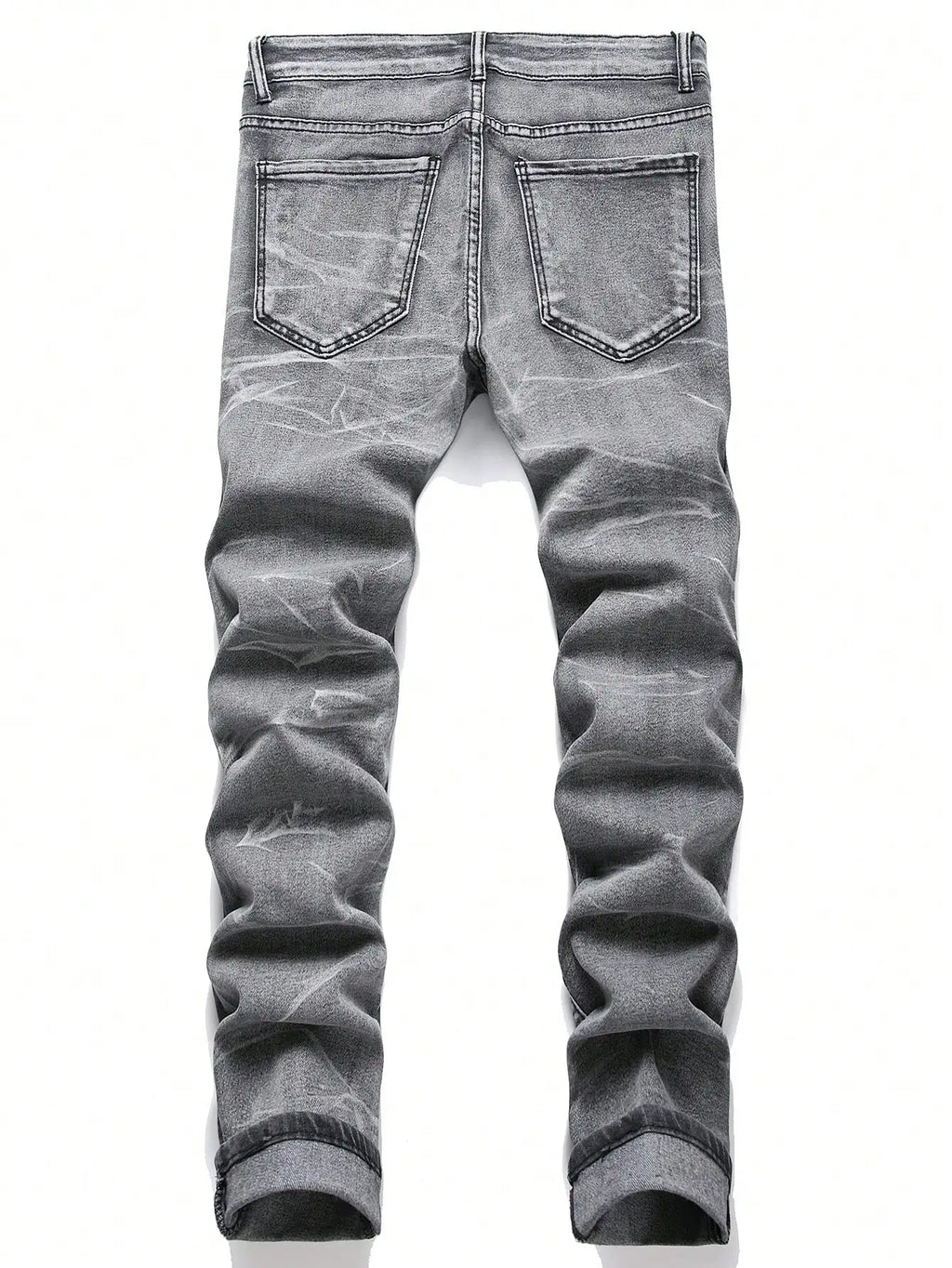 Men‘s Stretchy Denim Jeans Streetwear Tearing Patchwork Holes Ripped