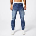 Two tone distressed patchwork jeans for men trendy jeans for summer
