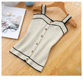 New Knit Tank Top Button Crop Tops Sexy Women Summer Camis Backless
