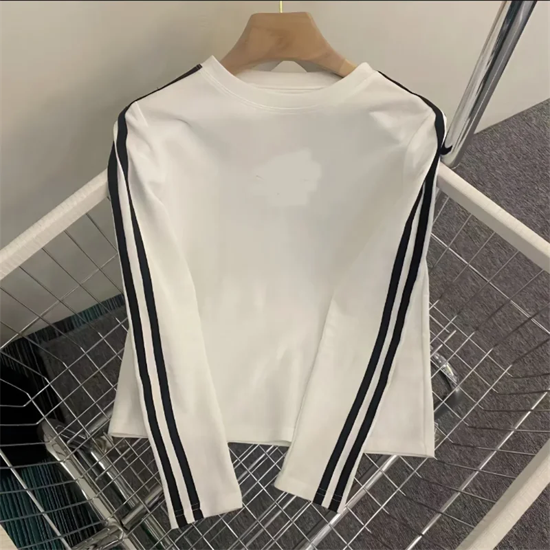 Simplicity Women Tshirt Thin T-shirt Fashion Bottom Top Stripe Blous