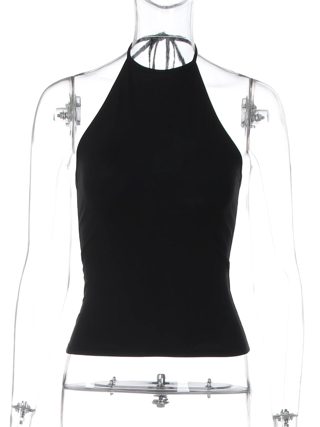 Dulzura Women'S Solid Sexy Backless Lace Up Slim Halter Tank Top