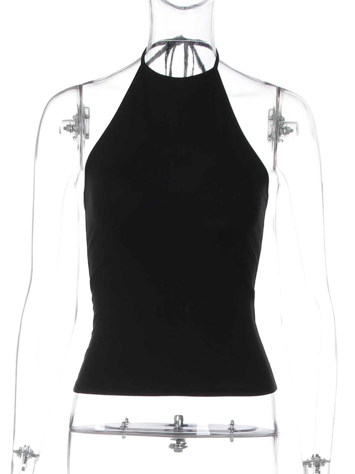 Dulzura Women'S Solid Sexy Backless Lace Up Slim Halter Tank Top