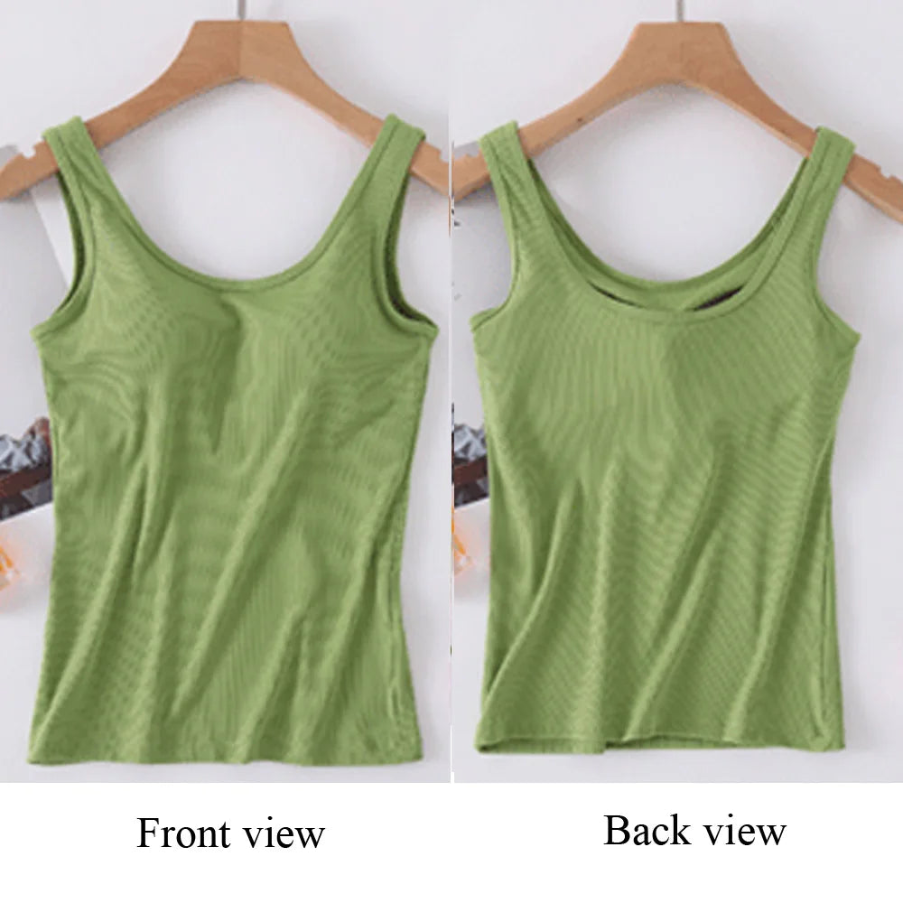 2023 New Summer Modal Vest Crop Top with Cups Pad Women's Bra One