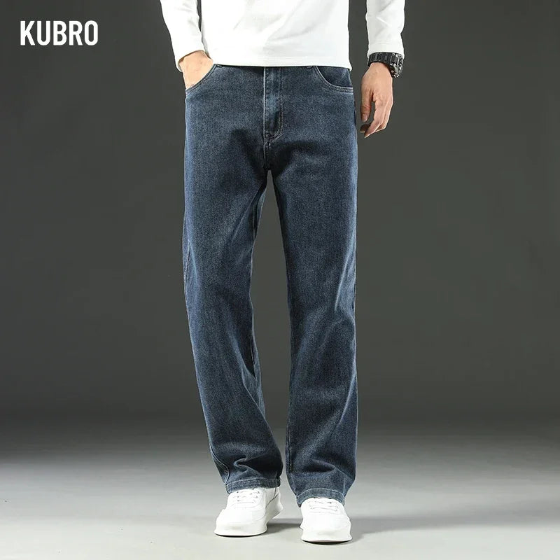 KUBRO 2025 New Autumn and Winter Men's Jeans Loose Comfortable