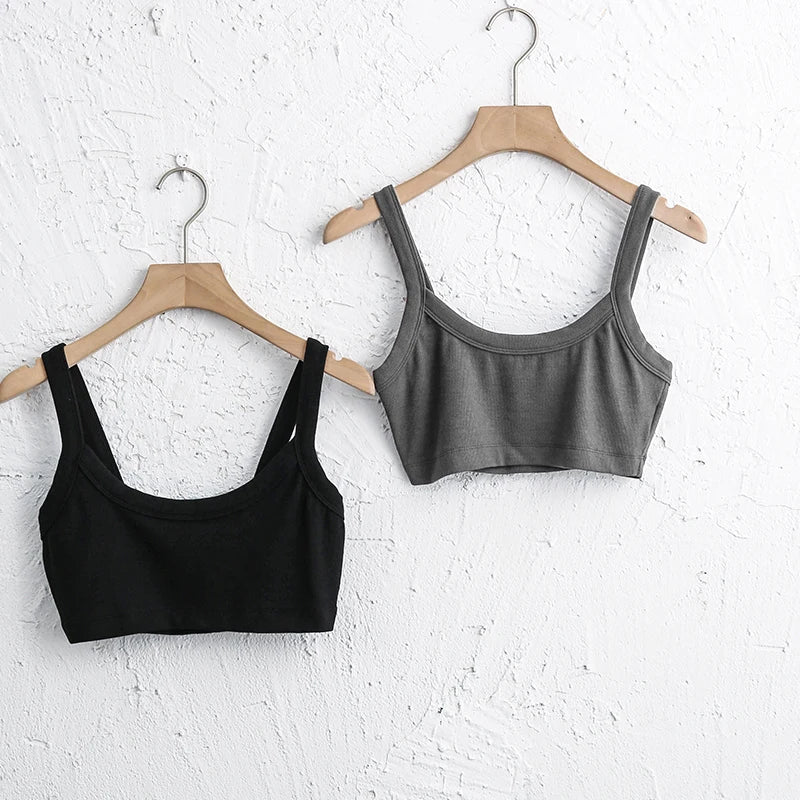 Women's Cotton Crop Top Summer Hot Girl Sleeveless Tank Tops Sexy