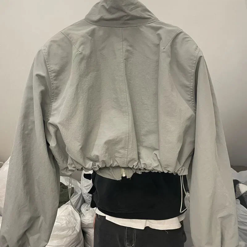 Autumn Vintage Women's Windbreaker Cropped Jackets Harajuku Oversized