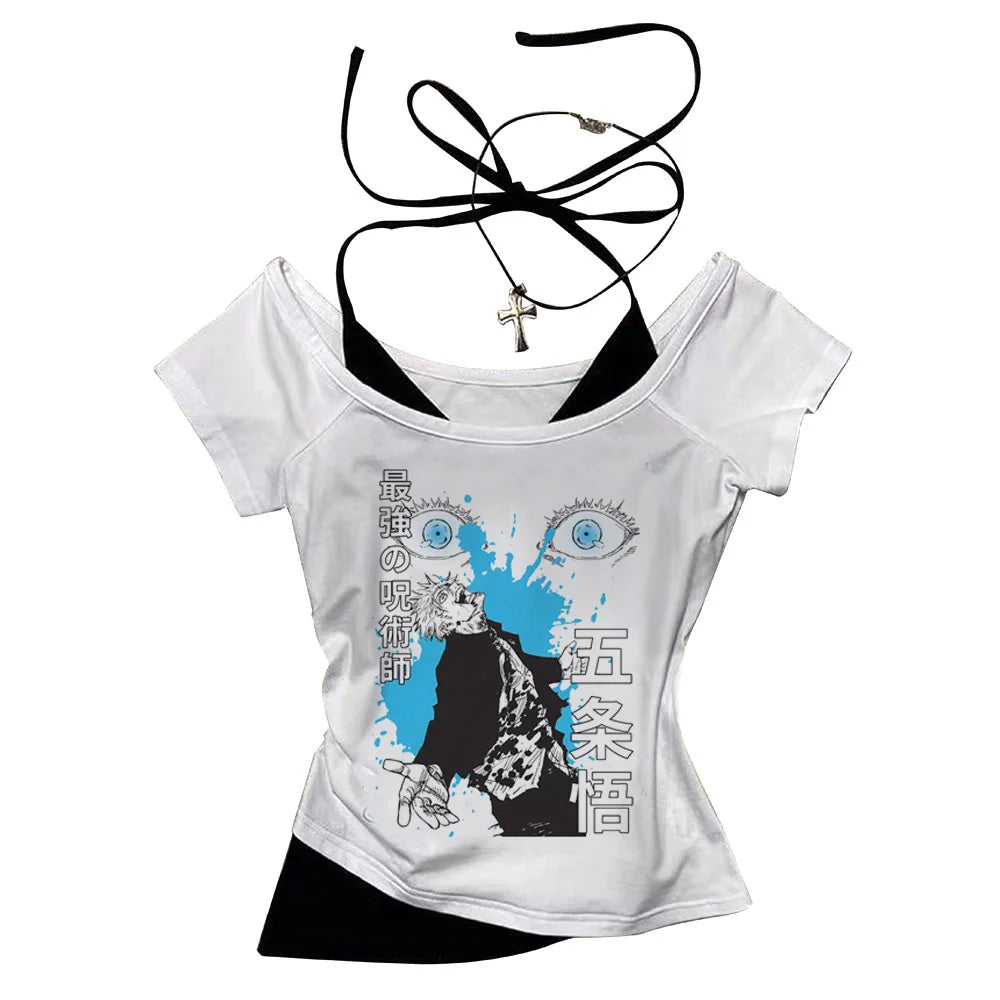 Jujutsu Kaisen Gojo crop top Slim Fit Cute summer babydoll cute shoujo