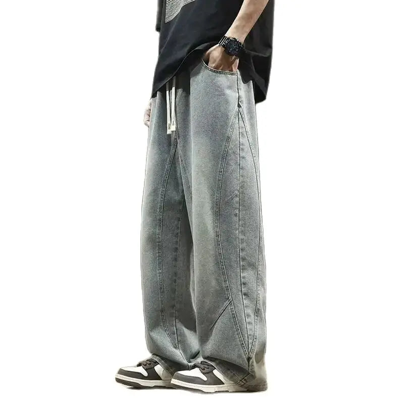Teenage spring straight leg jeans for boys  loose straight leg casual