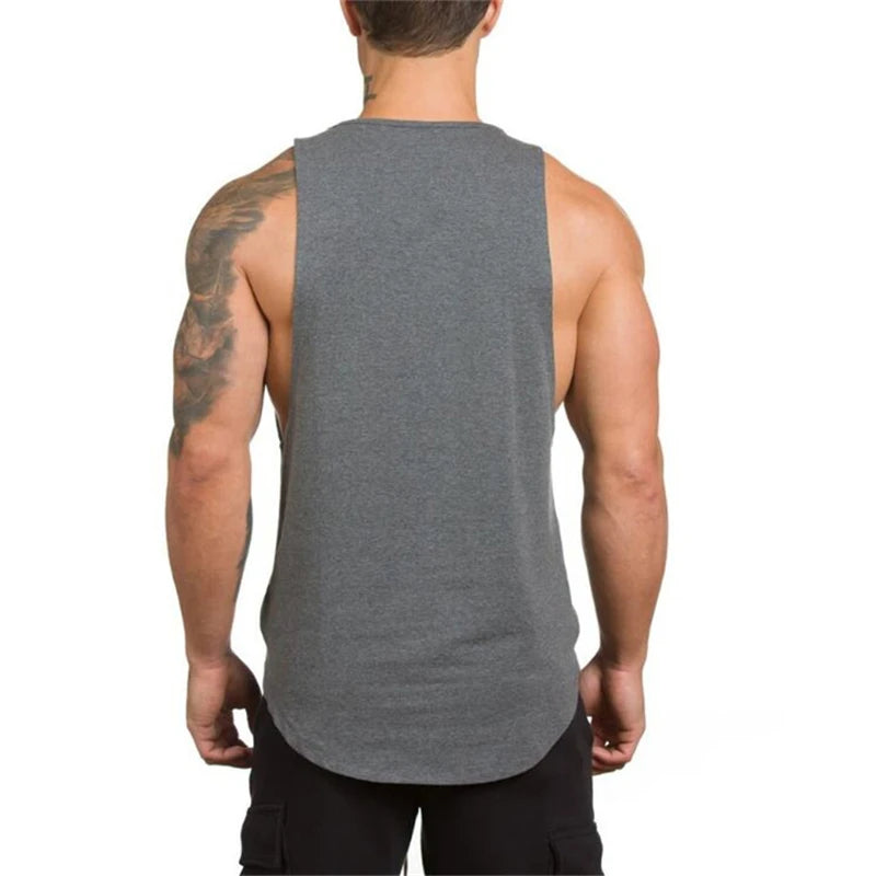 Cotton Breathable Sleeveless T-Shirt Gym Fitness Bodybuilding Training