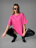 Summer Cotton Washed T-shirt for Women Men Loose O-Neck Oversized Tee