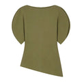 HH Women Casual Loose T-Shirts Asymmetrical Hem Blouse Short Puff
