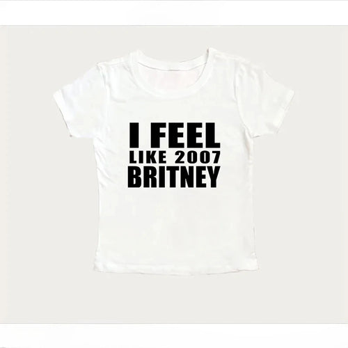 Y2K 2000s Vinage Crop Top Letter Print Casual Short Sleeve T-shirt
