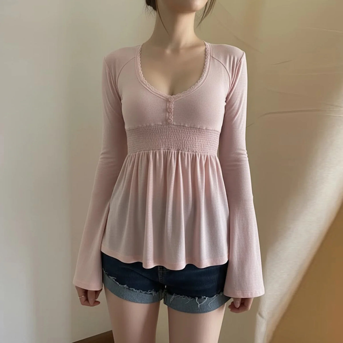 Women Knitting Sweater 2025 New French Chic Blouse Lace Paneled Low