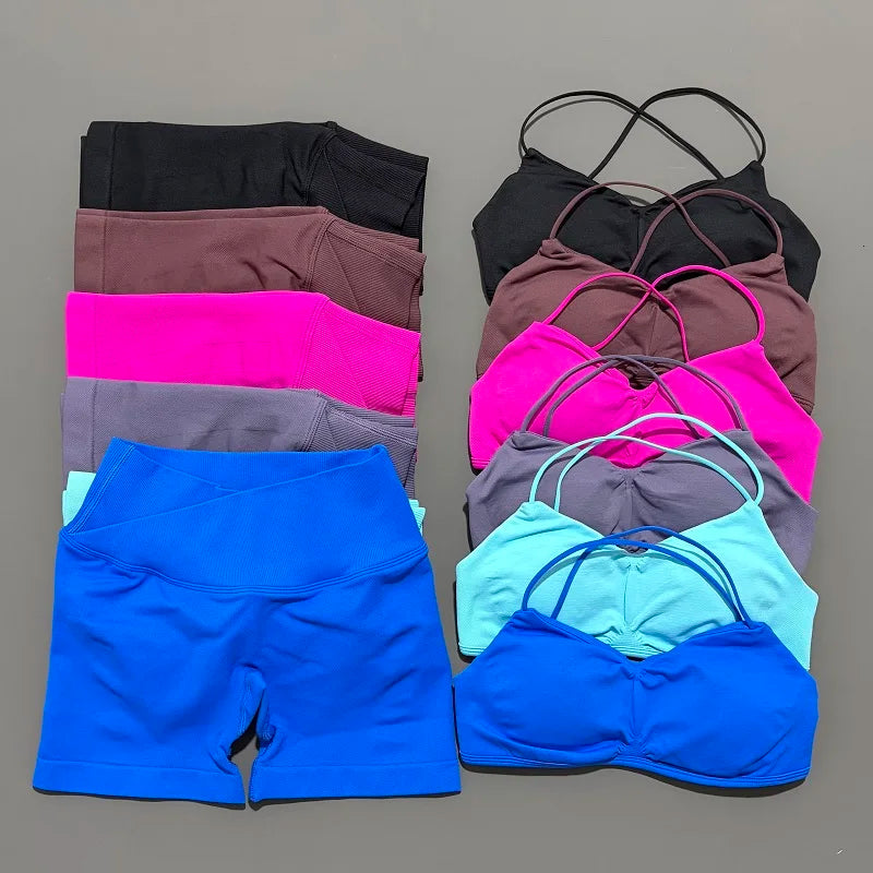 2 Piece Vision Gym Set Women Yoga Crop Top High Waist Scrunch Seamless