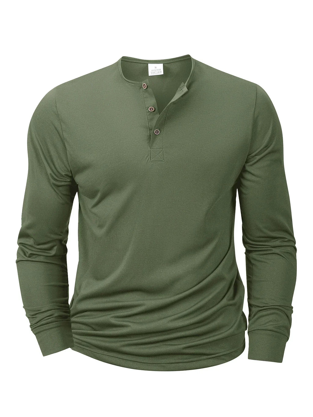 Spring Autumn Henley Neck T-Shirt Men Basic Breathable Men's Long