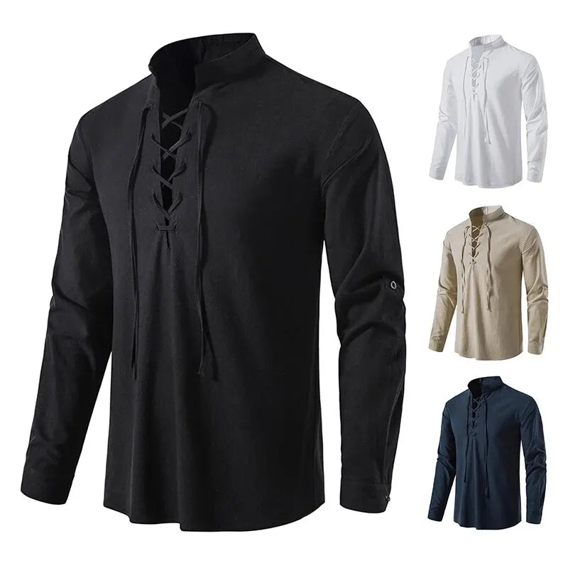 King Billion Men's Shirts Casual Men Cotton Linen Long Sleeve T-shirt
