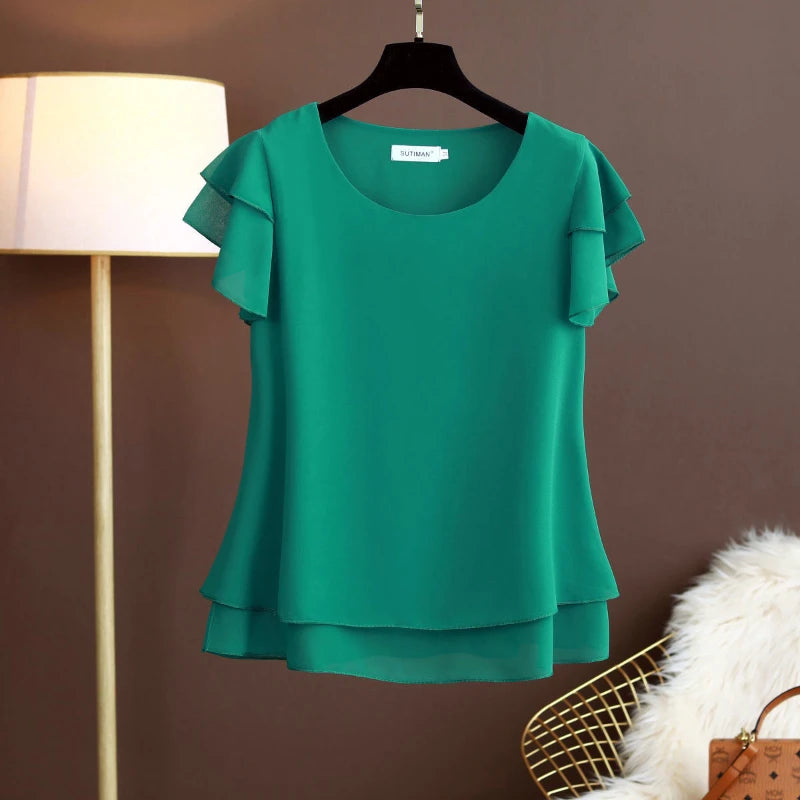 Fashion Brand Summer Oversized Loose and Thin Casual Blouse Top Short