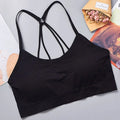 CHUANGERM Women's Seamless Sports Crop Top Wide Letter Straps Wireless