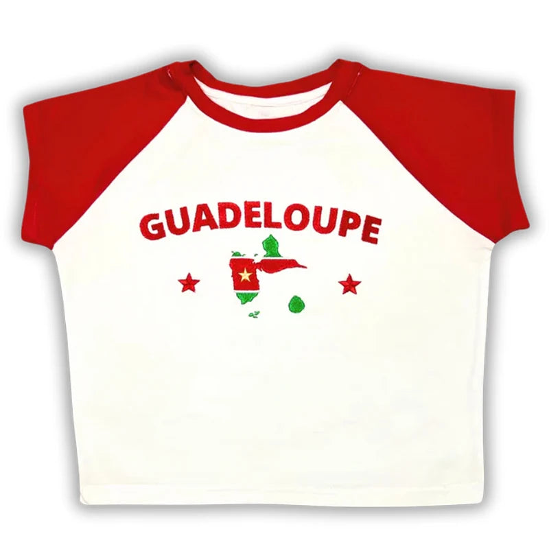 Graphic Embroidery Women's T-Shirt  Crop Tops Design Summer Fashion