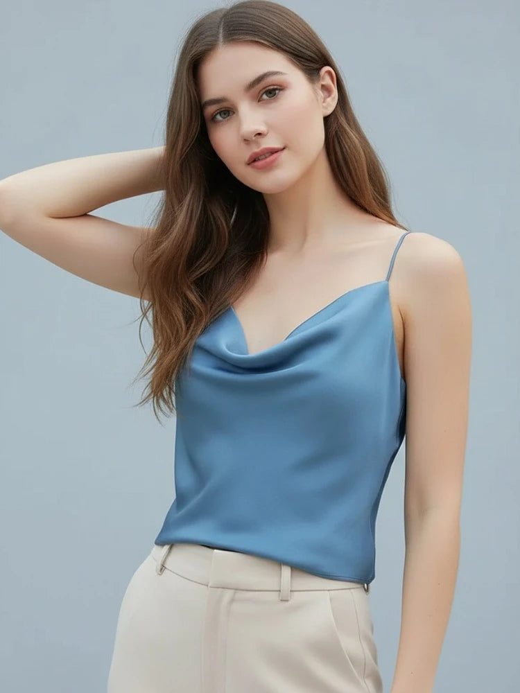 Satin Silk Women Tank Tops Female 2026 Summer Sexy Strap Basic