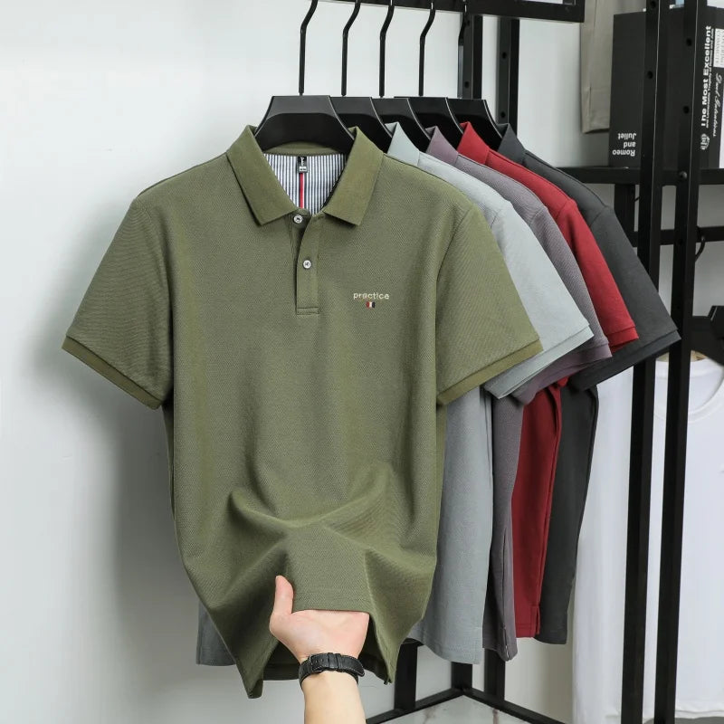 100% Pure Cotton Men's Classic Embroidered Polo Shirt Luxury