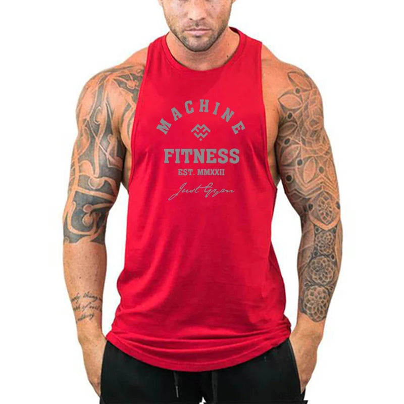 MACHINE FITNESS JUST GYM Bodybuilding Tank Top Mens Workout Vest