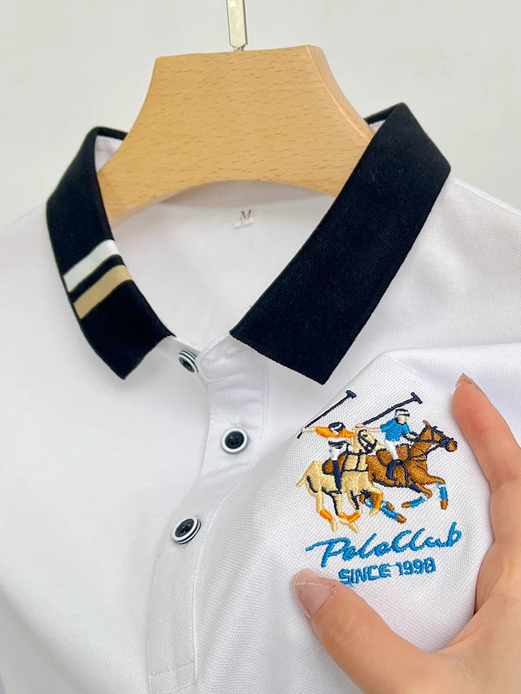 Men's Cotton New Summer Exquisite Embroidered Short Sleeved Polo Shirt