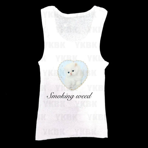 Y2k T-shir Kitty Cat Print Women Clothing Gothic Emo Cropped Harajuku