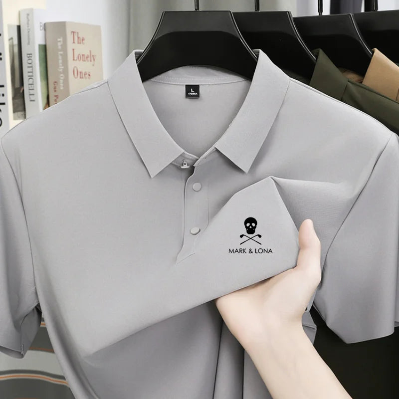 Brand Ice Silk Short sleeved Men's Polo Shirt Printed Design Top