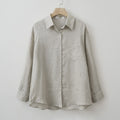 2026 Summer Autumn Long Sleeve Linen Oversized Blouse Basic Shirt