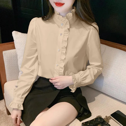 1pcs Woman Spring Autumn French Style Elegant Shirts Lady Fashion