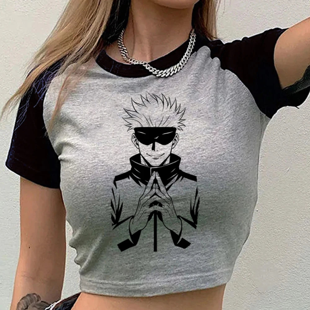 Jujutsu Kaisen crop top women scene  vintage graphic clearance sales