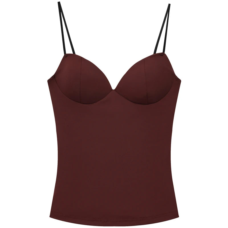 HXAO Burgundy Slip Top Women Summer Sexy Corset Tanks & Camis Fashion
