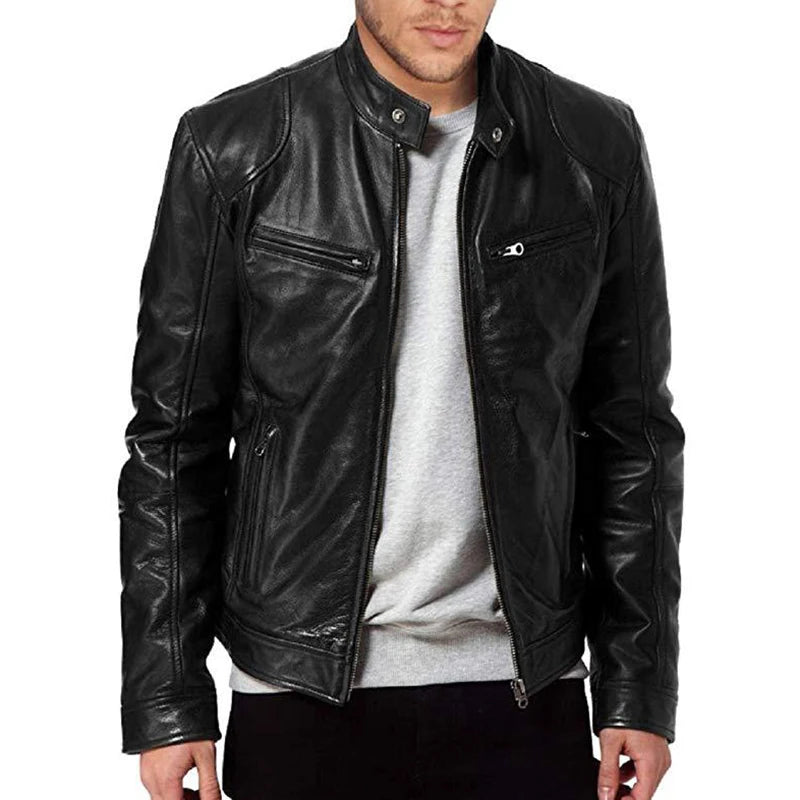 2024 Motorcycle Leather Jackets Man Casual Fashion Motorcycle Coat