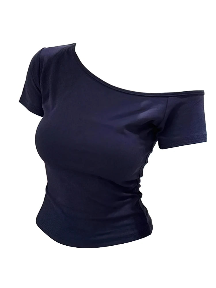 Summer Off shoulder Top Women Slim fit Body Summer  Short sleeve T
