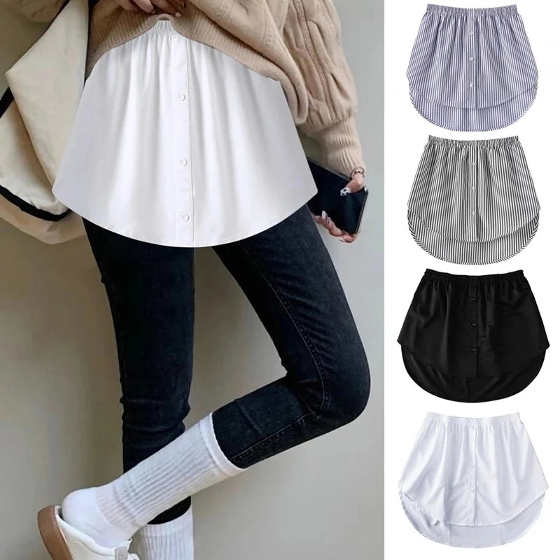 Plus Size 5XL Shirt Extenders Women Fake Shirt Tail Irregular Skirt