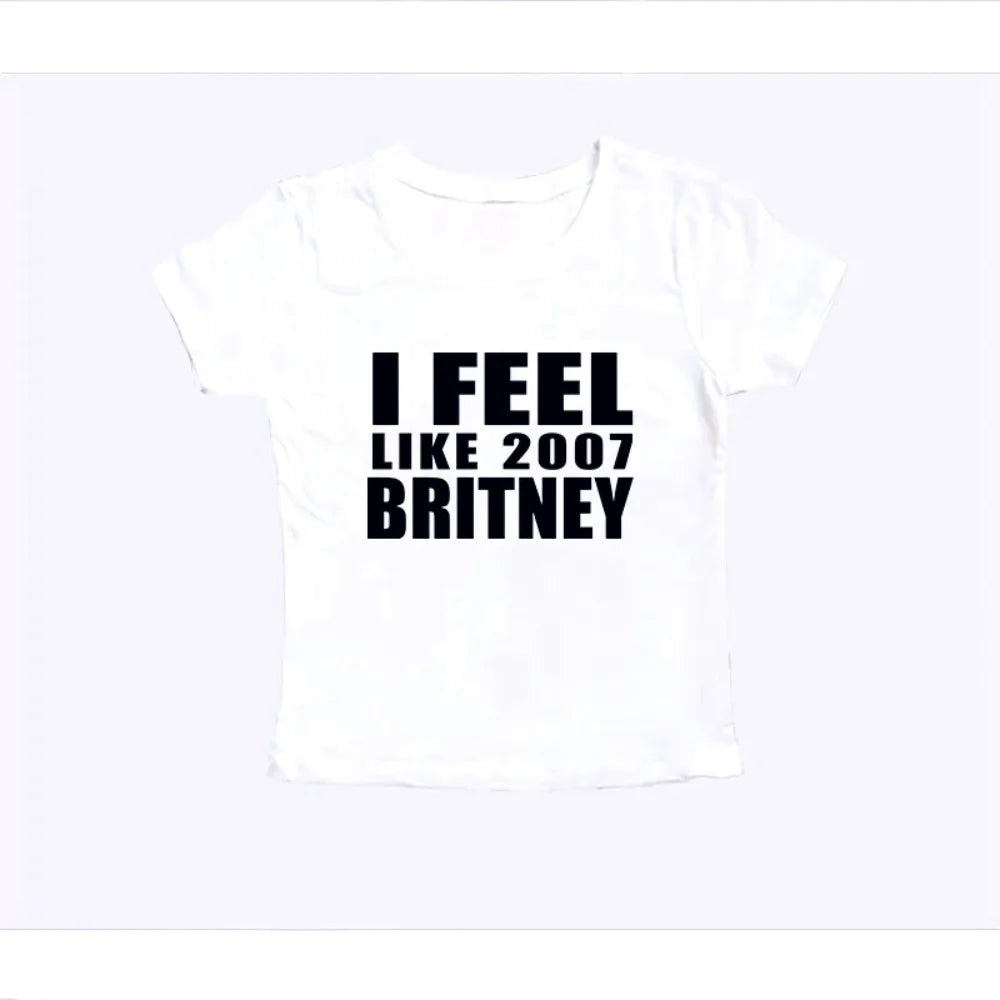 Y2K 2000s Vinage Crop Top Letter Print Casual Short Sleeve T-shirt